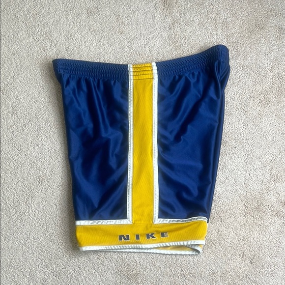 Nike Blue and Yellow Athletic Shorts with Elastic Waistband - Picture 3 of 4